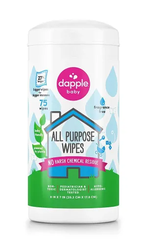 Dapple All Purpose Cleaning Wipes, Fragrance Free, 75ct