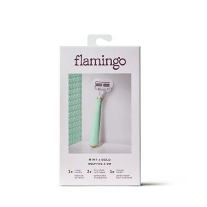 Flamingo Women's 5-Blade Razor with Replacement Blade Cartridge - Mint