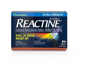 Reactine Extra Strength Antihistamine Tablets - 10mg Cetirizine Hydrochloride - 24 Hour Allergy Relief - 84 Count 10 mg