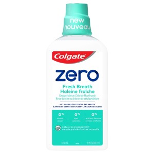 Colgate Zero Mouthwash Fresh Breath, Natural Cool Peppermint, 515 mL 515 mL