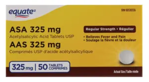 Equate ASA 325 mg Acetylsalicylic Acid Tablets USP 50 TABLETS