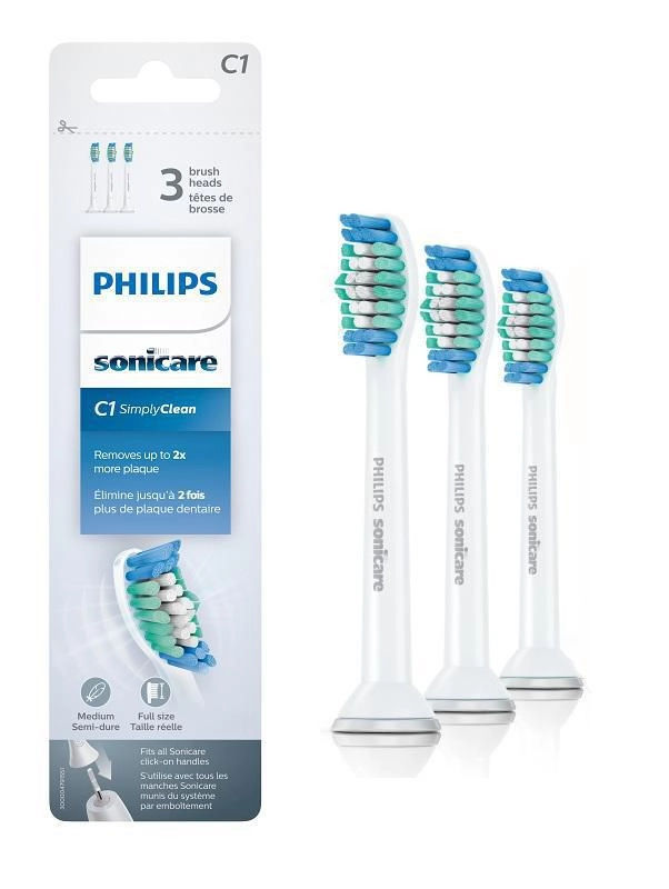 Philips Sonicare Simply Clean Replacement Toothbrush Heads, 3 Count