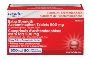 Extra Strength Acetaminophen Tablets 500 mg 50 TABLETS