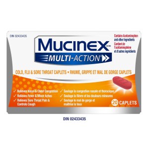 Mucinex Multi-Action Cold, Flu & Sore Throat Caplets 20 CAPLETS