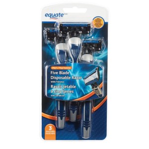 Equate Men's Five Blade Disposable Razor with Trimmer