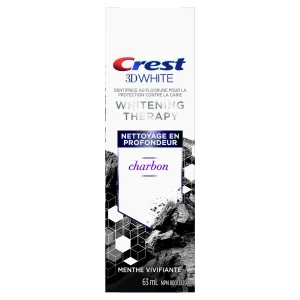 Crest 3D White Whitening Therapy Charcoal Deep Clean Fluoride Toothpaste, Invigorating Mint 63 mL