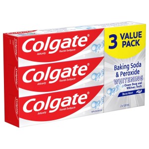 Colgate Baking Soda and Peroxide Whitening Toothpaste, Brisk Mint - 120ml, 3 Pack 120 mL
