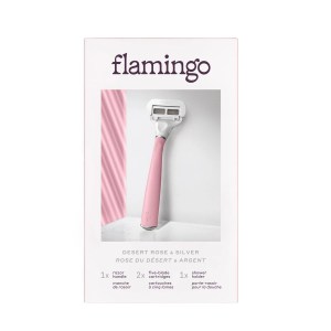 Flamingo Women's 5-Blade Razor with Replacement Blade Cartridge - Desert Rose