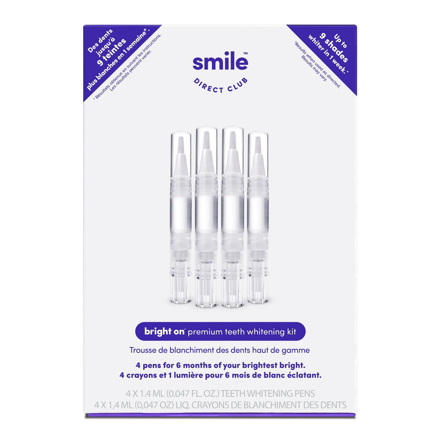 SmileDirectClub Bright On Premium Teeth Whitening - 6-Month Supply (4 Teeth Whitening Pens)
