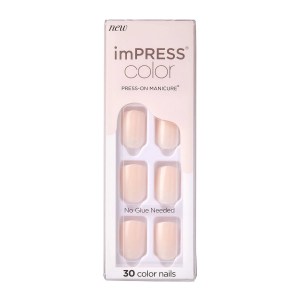 KISS ImPRESS Color - Point Pink - Fake Nails, 30 Count, Short