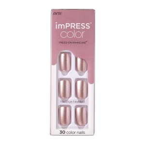 KISS ImPRESS Color - Paralyzed Pink - Fake Nails, 30 Count, Short