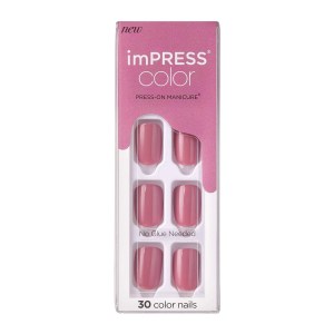 KISS ImPRESS Color - Petal Pink - Fake Nails, 30 Count, Short