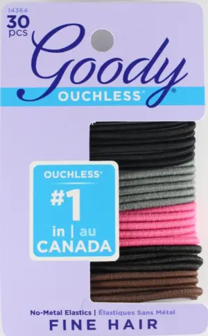 Goody Ouchless No Metal Elastics 2mm - Assorted (30 Pack)