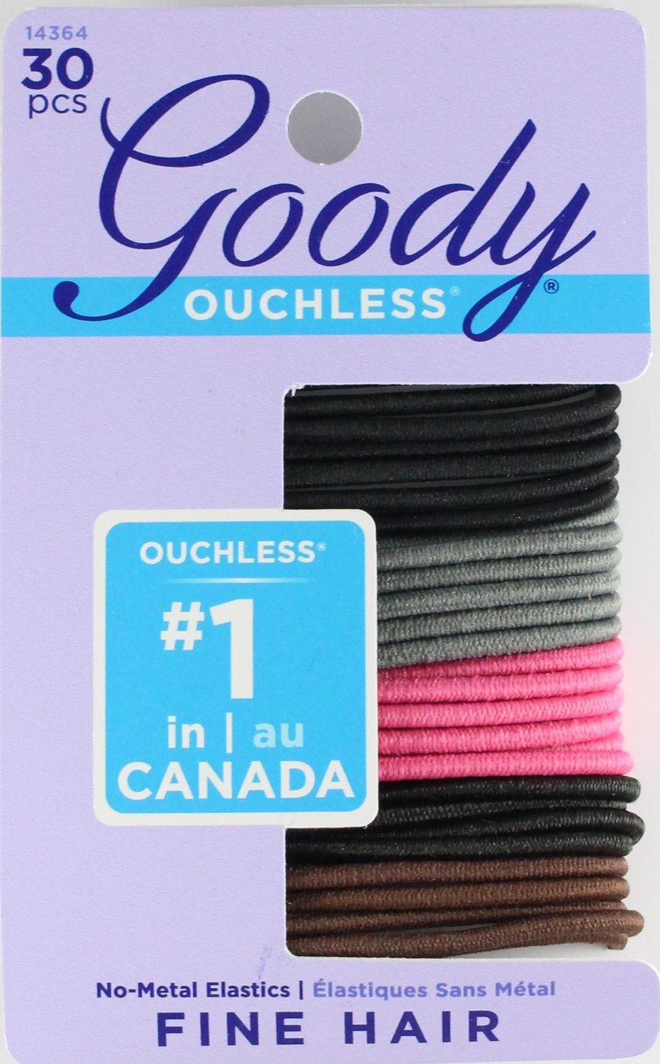 Goody Ouchless No Metal Elastics 2mm - Assorted (30 Pack)