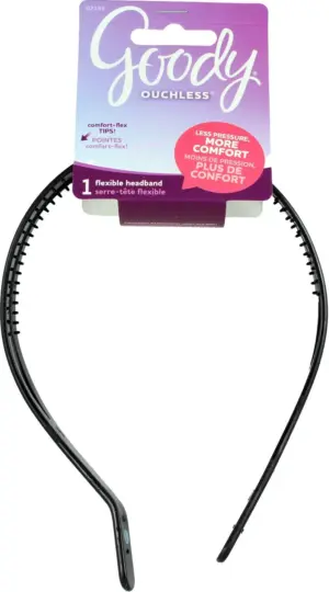 Goody Ouchless Flex Thin Plastic Headband, Black, 1 Count
