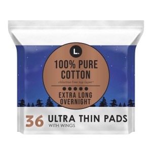 L. Ultra Thin Unscented Pads With Wings, Overnight Absorbency