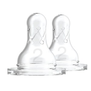 Dr. Brown's Natural Flow Level 2 Narrow Baby Bottle Silicone Nipple, Medium Flow, 3m+, 2-Pack