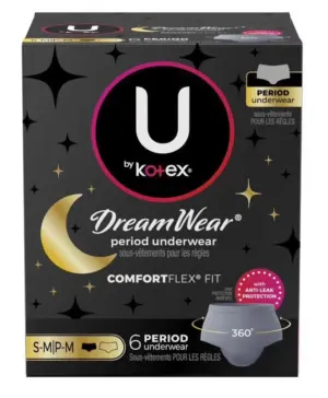 U by Kotex DreamWear Disposable Overnight Period Underwear for Women