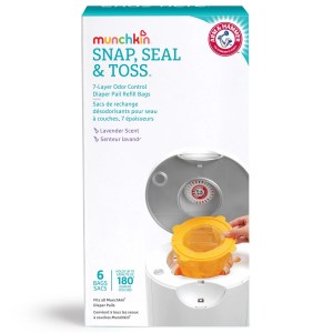 Munchkin Snap, Seal & Toss Diaper Pail Refill Bags - 6 Count
