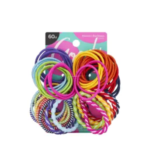 Goody Ouchless Styling Essentials Hair Elastics, Girls Assorted Hair Ties, 60 Ct