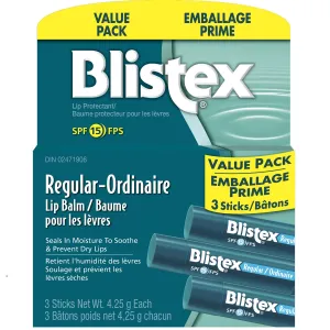Blistex Regular Lip Balm Value Pack Sunscreen / Lip Protectant 4.25 g