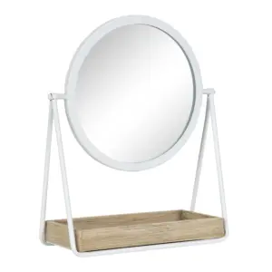 Circular Jewel Tabletop Mirror with Tray