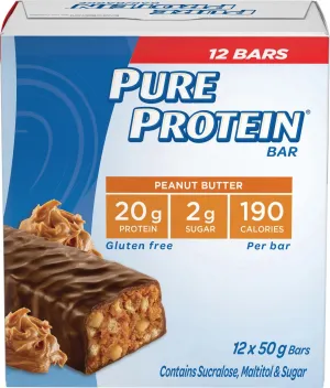 Pure Protein Gluten Free Peanut Butter Bars 12-Pack 600g