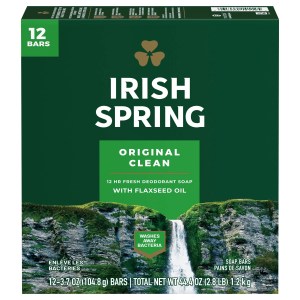 Irish Spring Original Clean Deodorant Bar Soap for Men, 12 Pack 1.2kg