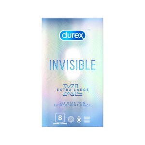 Durex Invisible Ultimate Thin XL Condoms, 8 ct