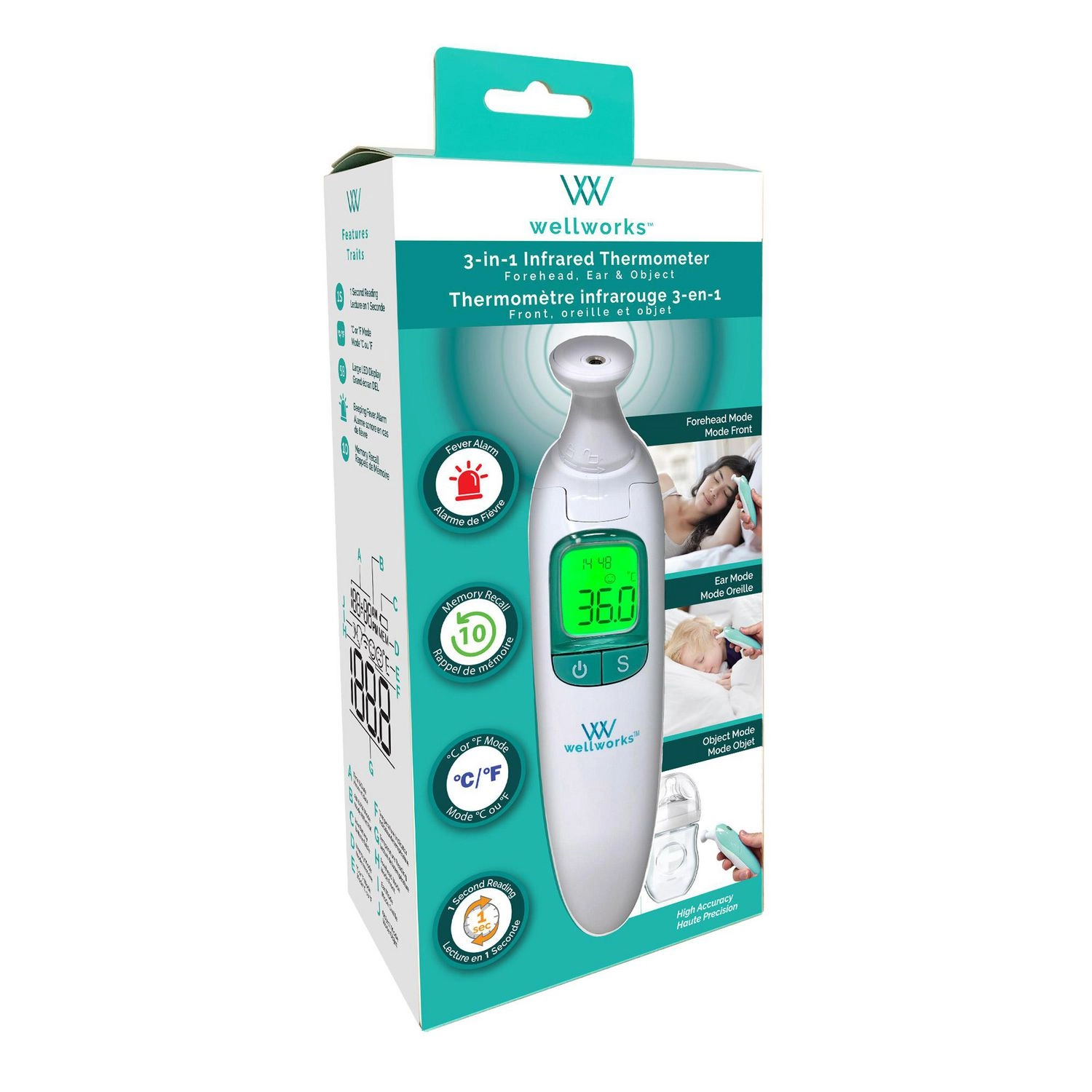 wellworks™ Infrared Ear & Forehead Thermometer