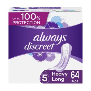 Always Discreet Incontinence Pads for Women and Postpartum Pads, Heavy Long