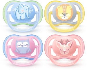 Philips Avent Ultra Air Pacifier 0-6m, Elephant/Owl Decos, Mixed Case, 2 Pack