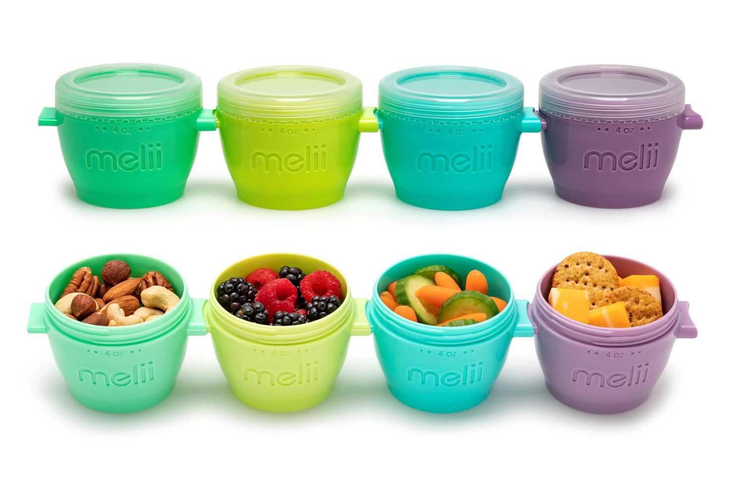 Click & Go Pods Food Freezer Storage Containers & Snack Containers - Set of 4, 4oz 4 oz