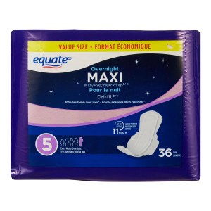 Equate Overnight Extra Heavy Flow Maxi Pads with Flexi-Wings