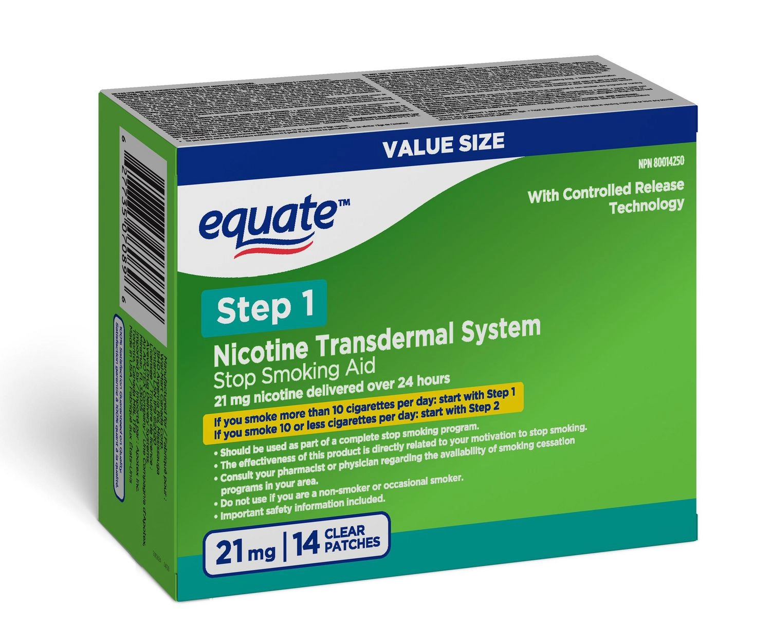 Equate Clear Step 1 Patches, Nicotine Transdermal Patch, 21mg 21 mg