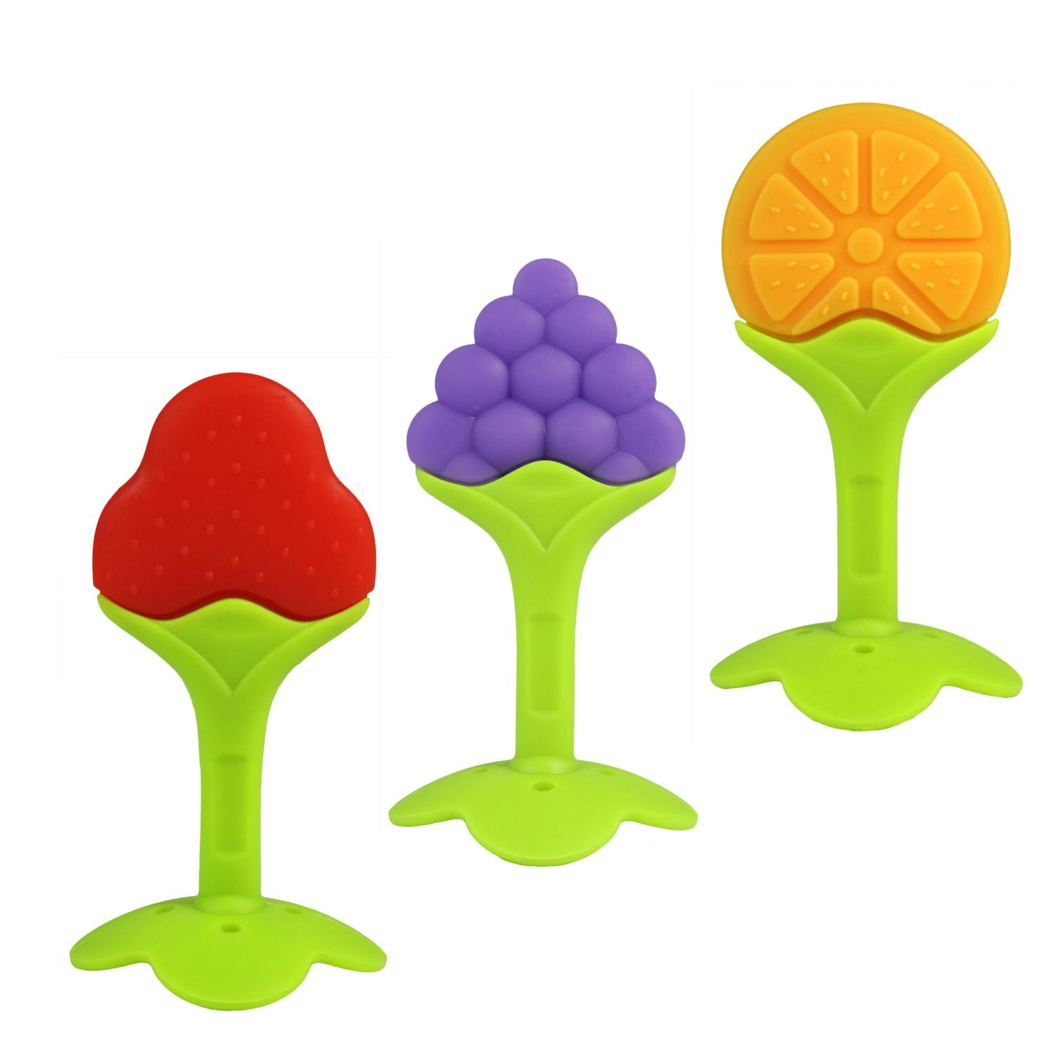 RaZbaby Fruitque 3 Pack Silicone Teether Set