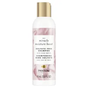 Pantene Nutrient Blends Miracle Moisture Boost Rose Water Shampoo for Dry Hair, Sulfate Free 90 mL