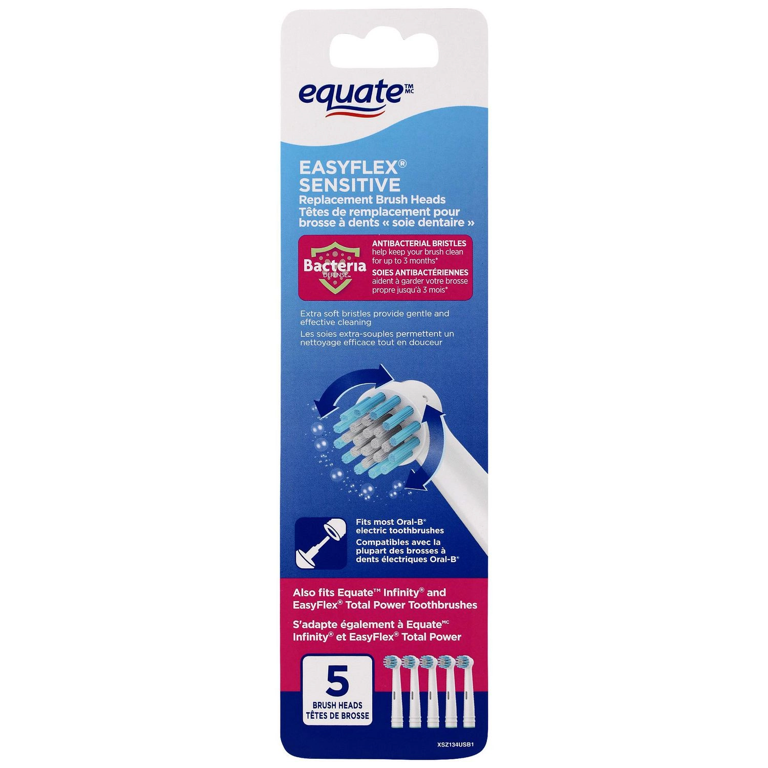 Equate™ Sensitive Easy Flex® Replacement Brush Heads