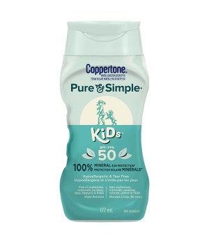 Coppertone Mineral Sunscreen Lotion Pure & Simple Kids SPF 50 177 mL