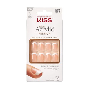 KISS 'Bonjour' Salon Acrylic French Manicure Fake Nails, 28 Count