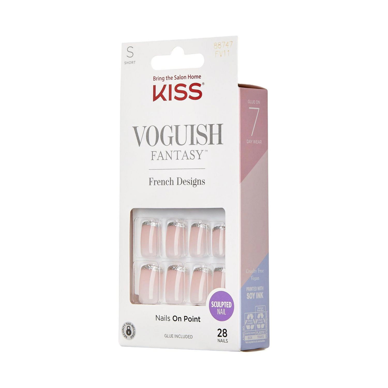 KISS 'Bisous' Voguish Fantasy Sculpted French Fake Nails, 28 Count