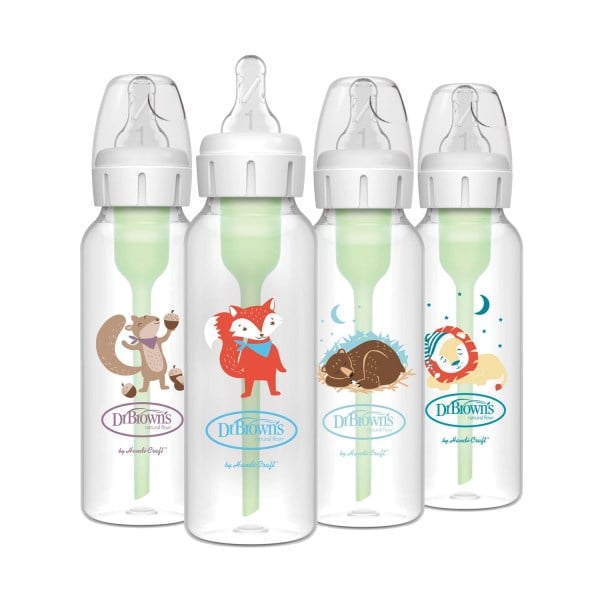 Dr. Brown's Anti-Colic Options+ Narrow Baby Bottle, 8 oz, 4-Pack