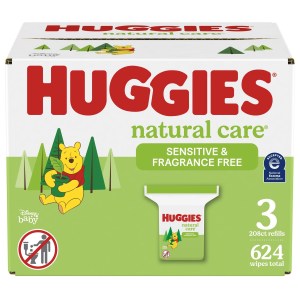 Huggies Natural Care Sensitive Baby Wipes, Unscented, 3 Refill Packs, 624 Wipes 624 Count