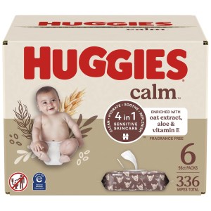 Huggies Calm Baby Wipes, Unscented, 6 Push Button Packs 336 Count