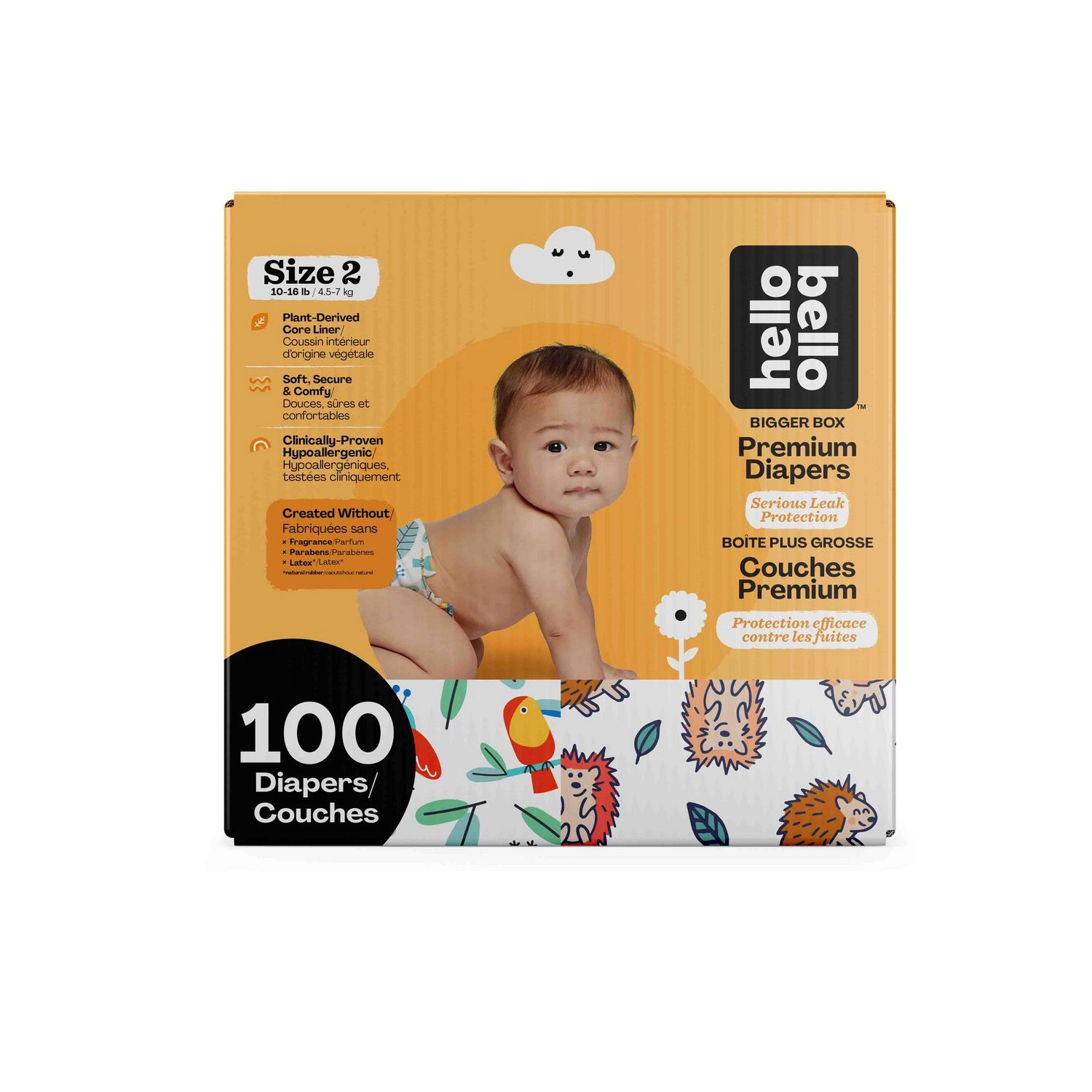 Hello Bello Diapers - Club Pack - Size 2 (10-16 lbs) - 100 ct. 100 Count