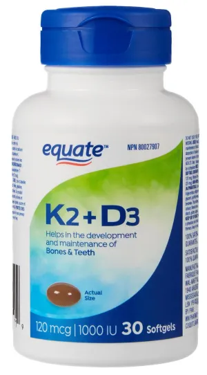 Equate K2+D3 Softgels 30 Softgels