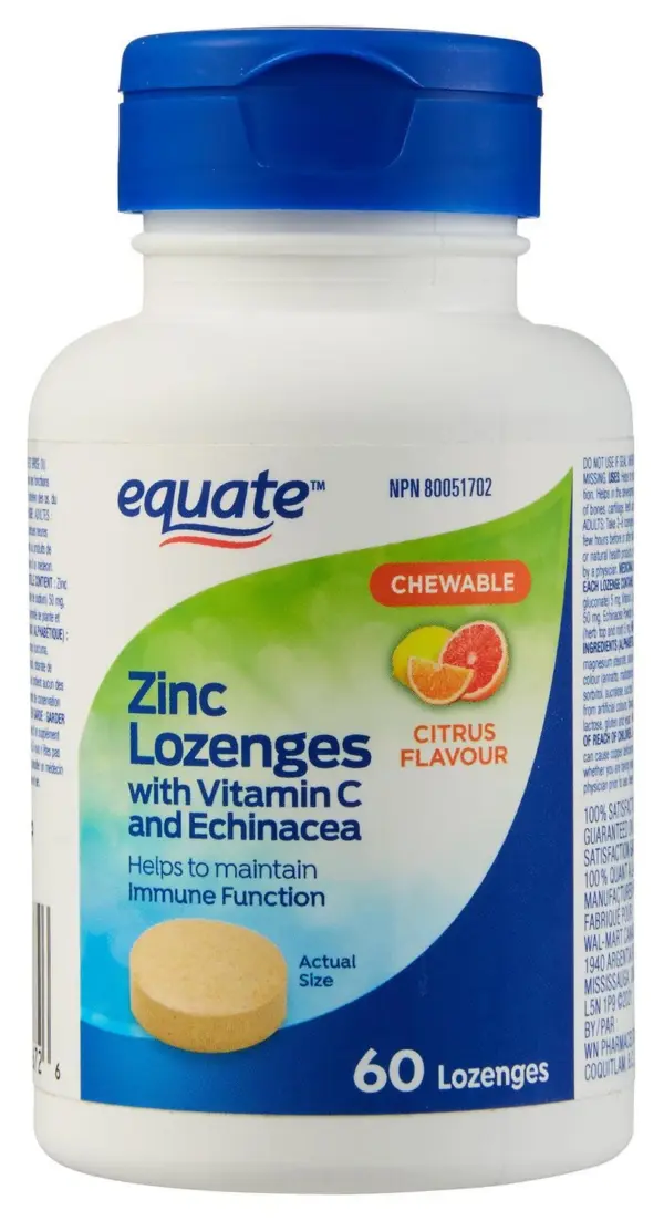 Equate Zinc Lozenges with Vitamin C and Echinacea 60 Lozenges - CTC Health