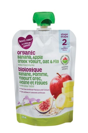 Parent's Choice Organic Banana, Apple, Fig, Oatmeal and Greek Yogurt Baby Food Purée 128 ml