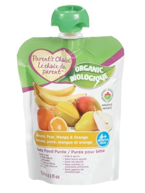 Parent's Choice Organic Banana, Pear, Mango, and Orange Baby Food Puree 128 ml