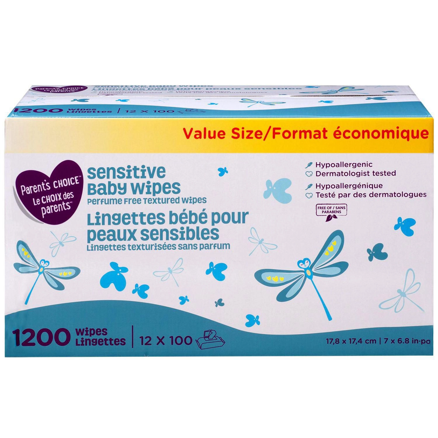 Parent’s Choice Sensitive Parfum Free Textured Baby Wipes 1200 Count